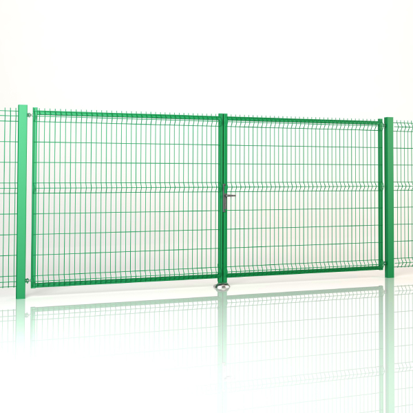 Dvojkrídlová brána BRAVO 3D poplastovaná 4000/2030 mm | zelená RAL 6005 | výplň zváraný 3D panel | drôt 5,0 mm