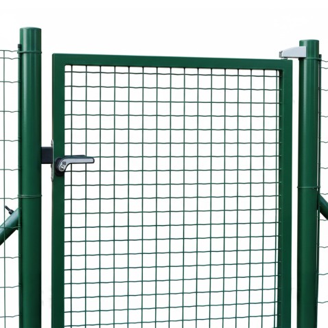 Jednokrídlová bránka FORTINET poplastovaná 1000/1950 mm | zelená | výplň zváraná sieť Fortinet Super | oko 50 × 50 mm