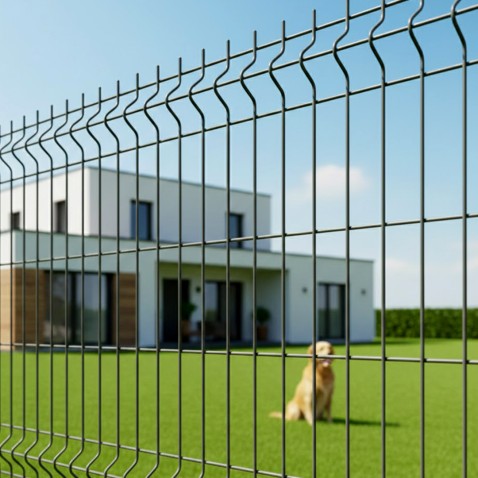 Zváraný plotový panel BRAVO 3D LIGHT poplastovaný 1230 mm s vodorovným prelisom | antracitová šedá RAL 7016 | oko 50 × 200 mm | drôt 4,0 mm