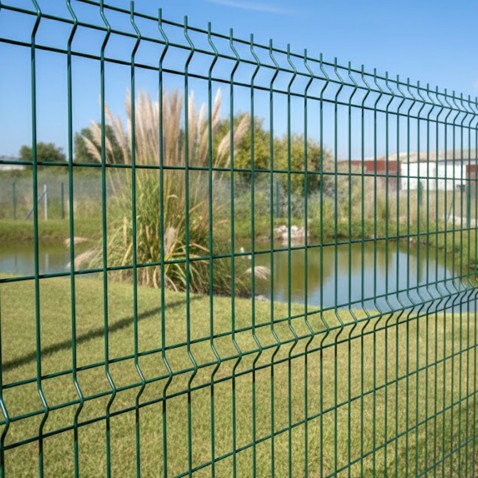 Zváraný plotový panel BRAVO 3D poplastovaný 2230 mm s vodorovným prelisom | zelený RAL 6005 | oko 50 × 200 mm | drôt 5,0 mm